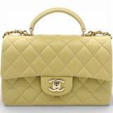 Mini Rectangular Top Handle Flap Bag Lambskin