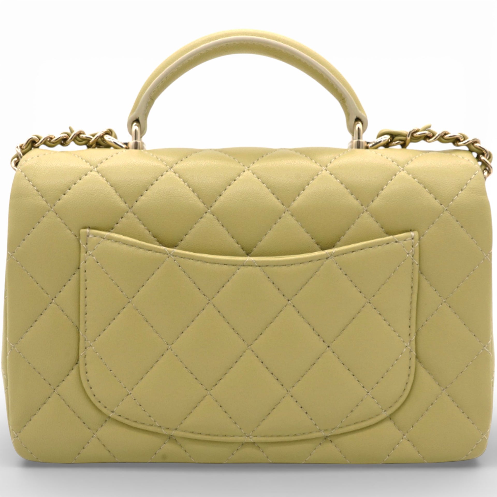 Mini Rectangular Top Handle Flap Bag Lambskin