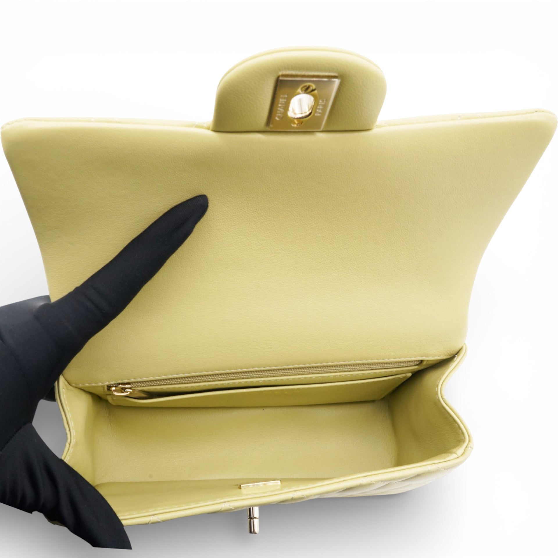 Mini Rectangular Top Handle Flap Bag Lambskin