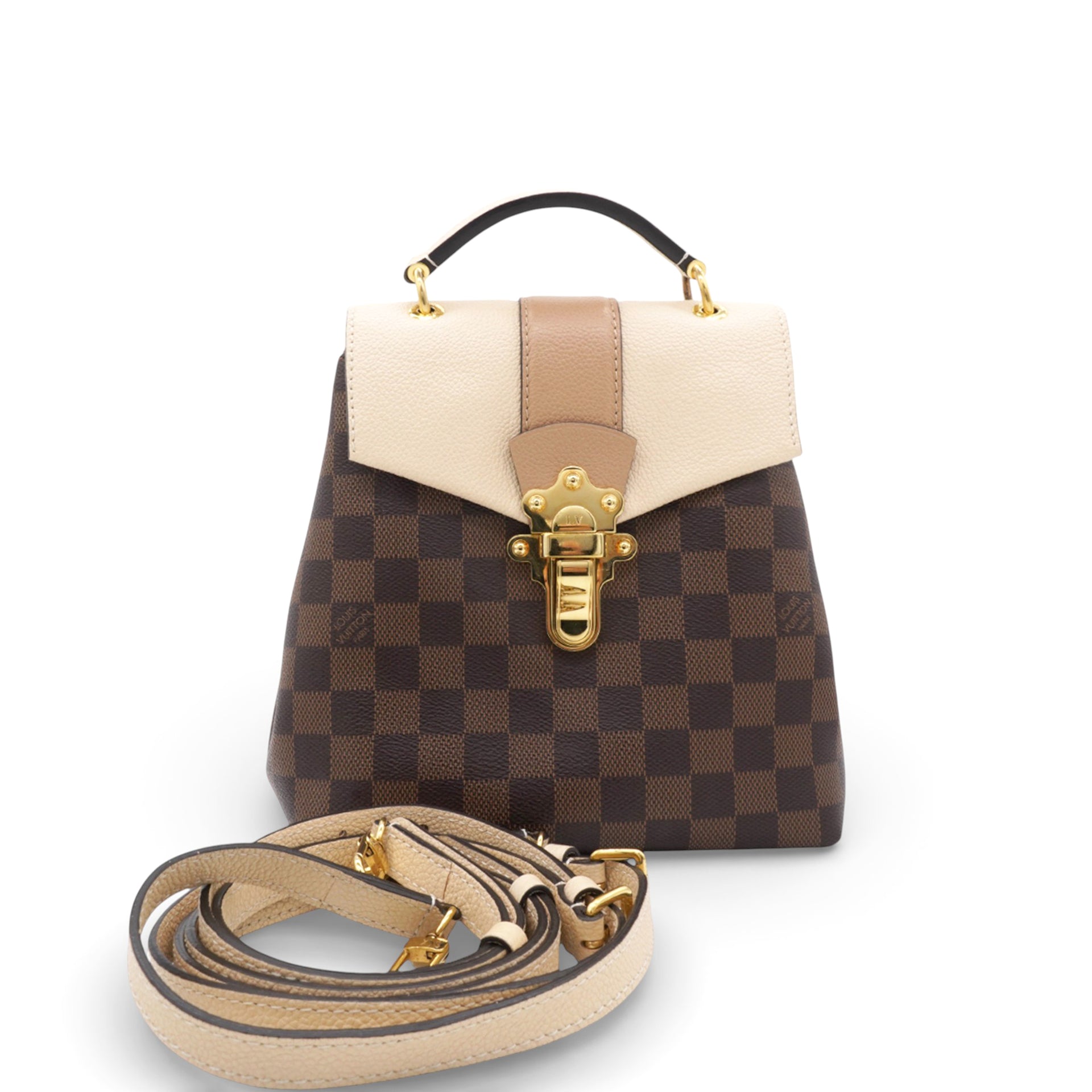 Damier Ebene Clapton Backpack Creme