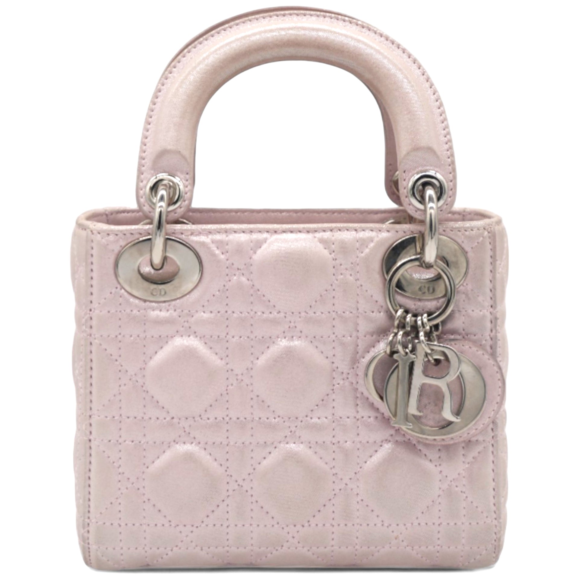 Light Pink Iridescent Cannage Quilted Lambskin Leather Mini Lady Dior