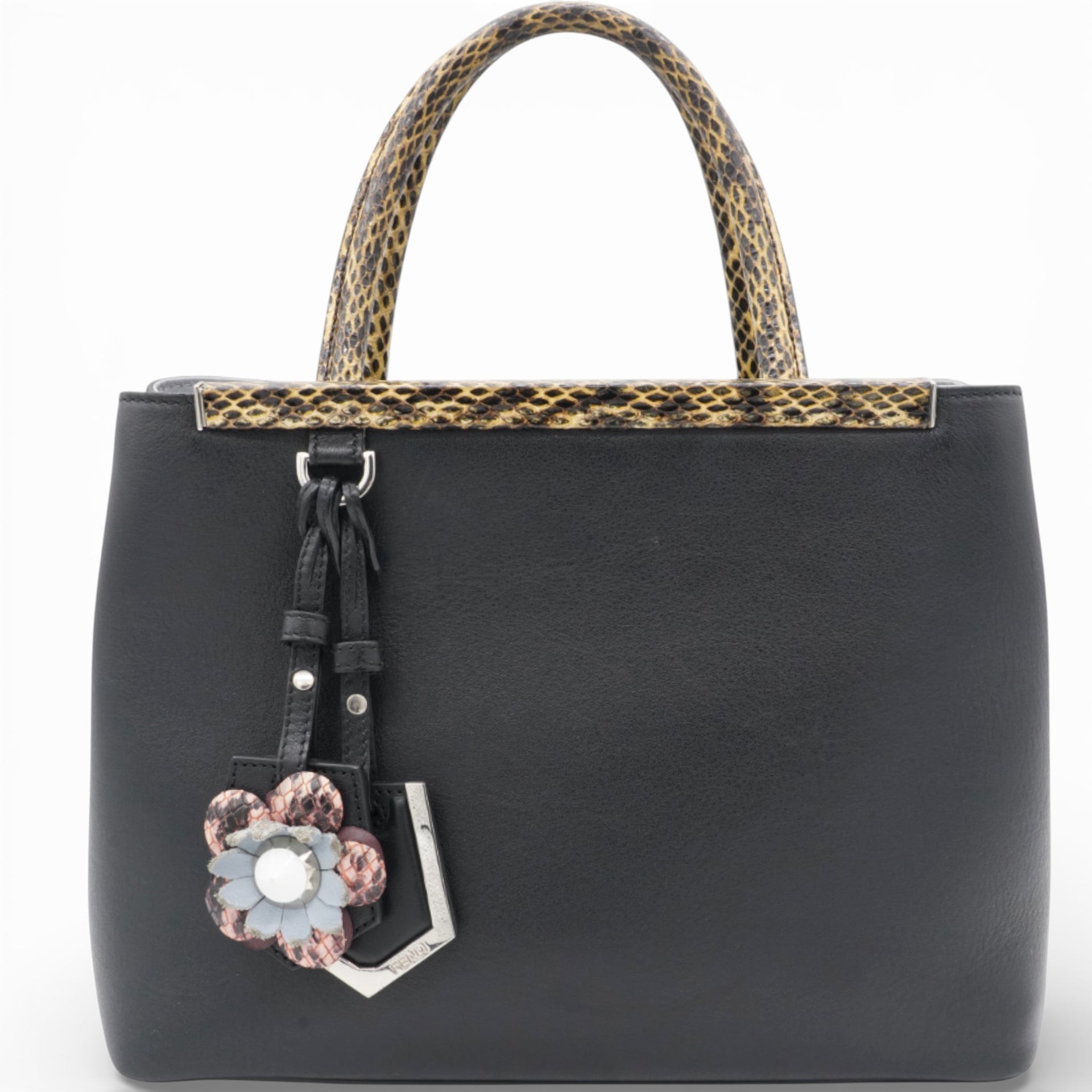 Petite 2 Jours Tote Flower Charm Black