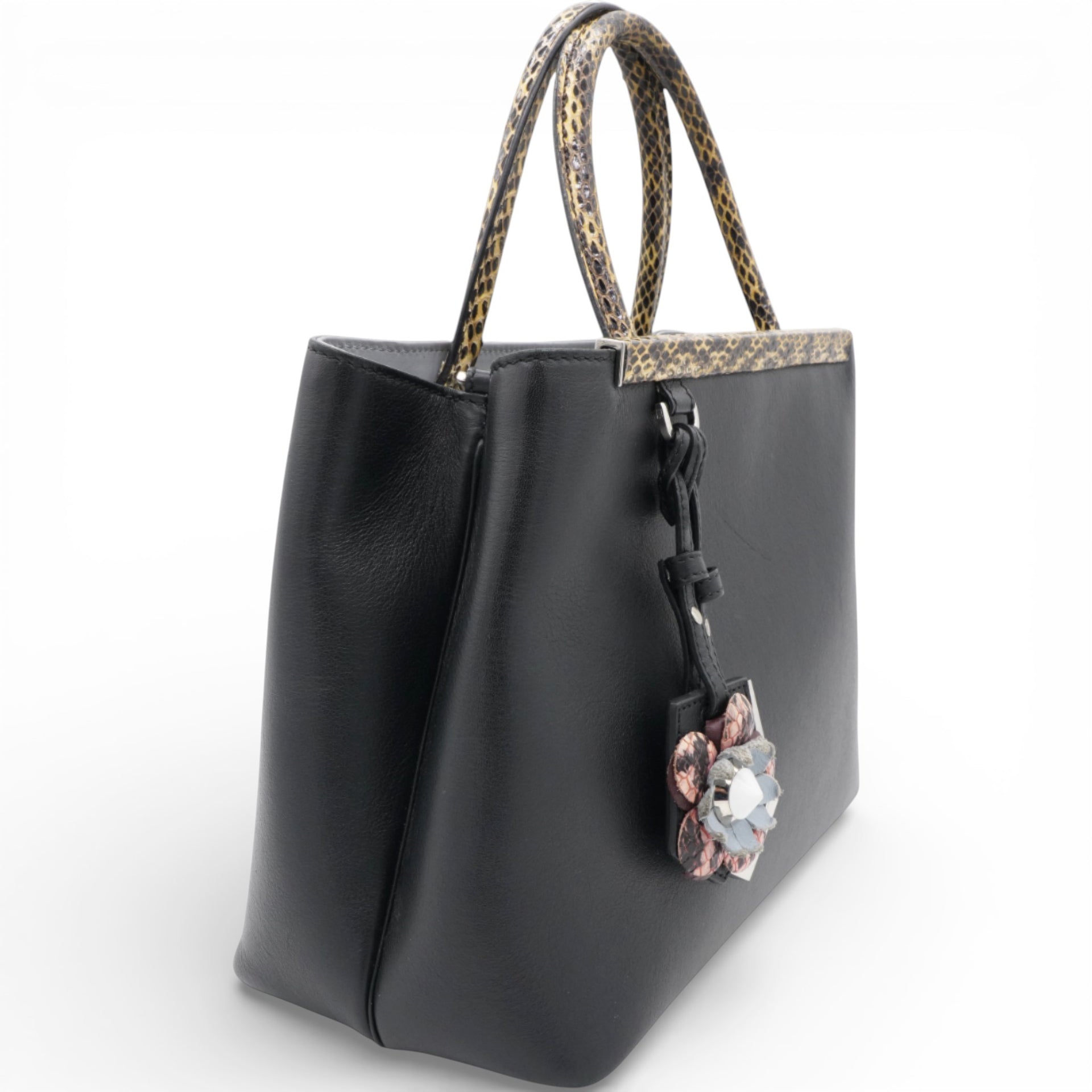 Petite 2 Jours Tote Flower Charm Black