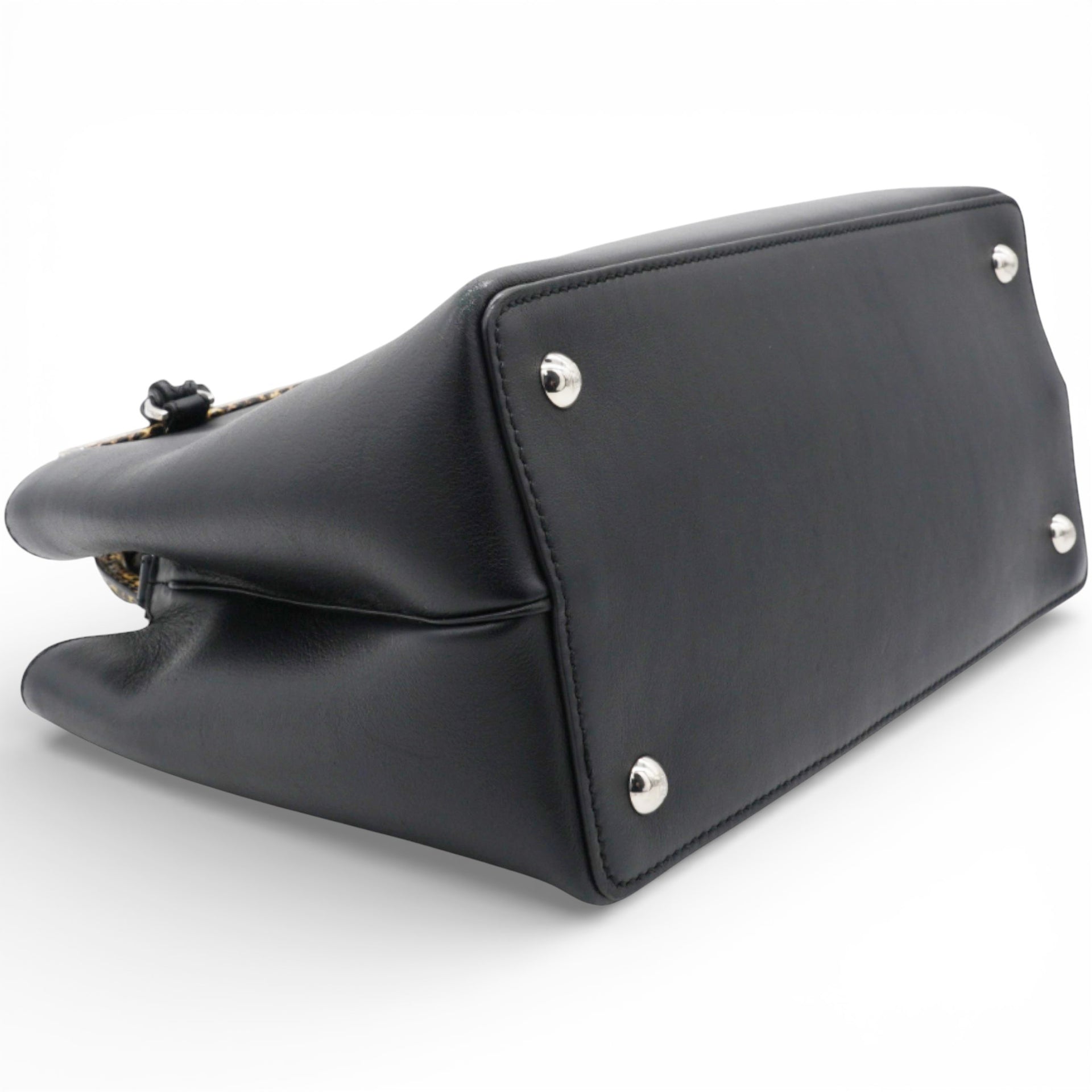 Petite 2 Jours Tote Flower Charm Black