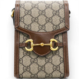 GG Supreme Monogram Horsebit Vertical Phone Bag