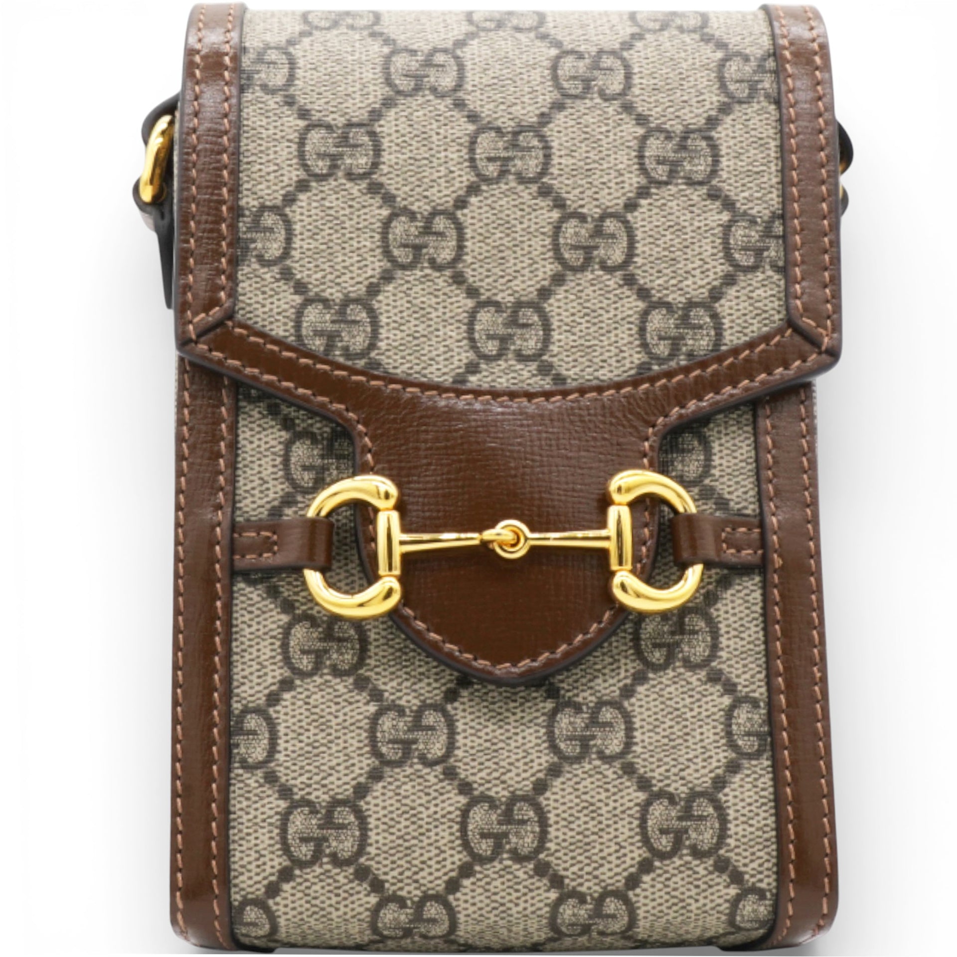 GG Supreme Monogram Horsebit Vertical Phone Bag