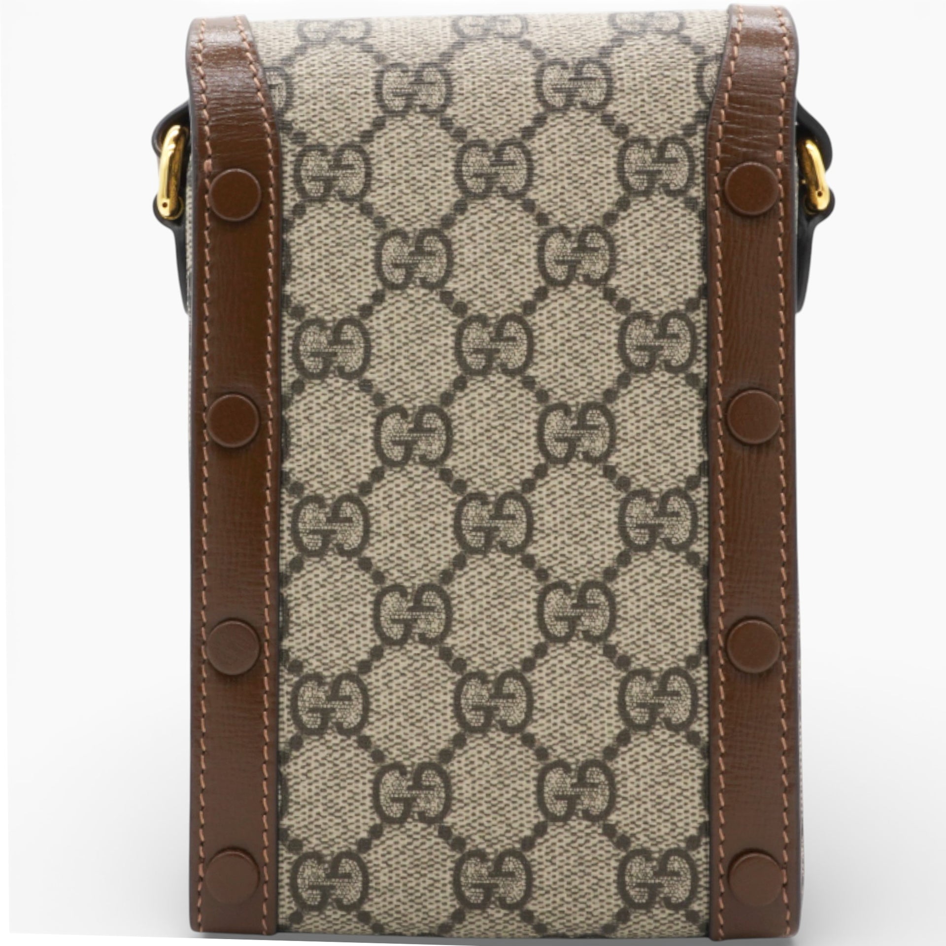 GG Supreme Monogram Horsebit Vertical Phone Bag
