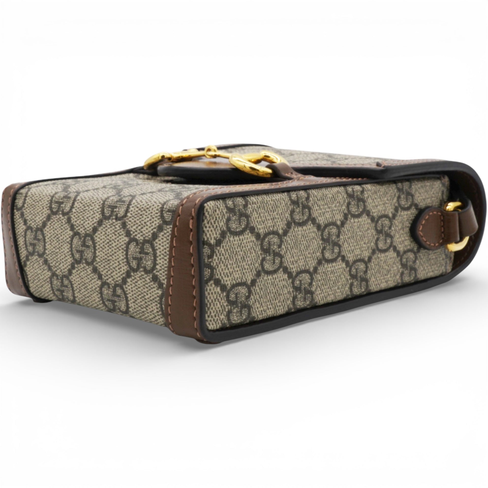 GG Supreme Monogram Horsebit Vertical Phone Bag