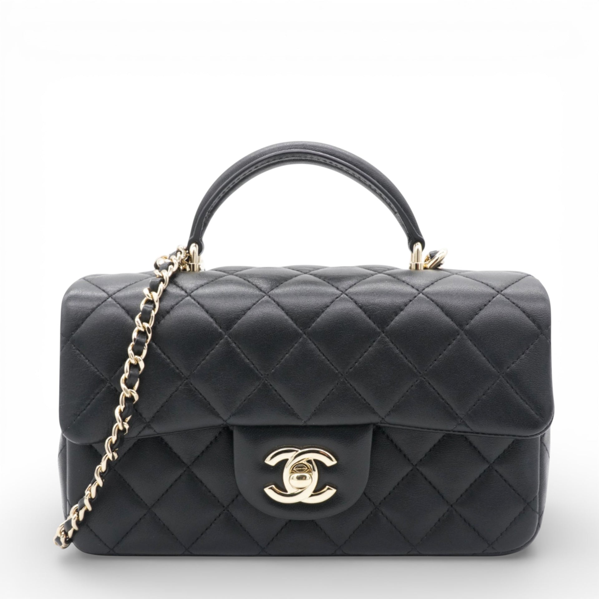 Mini Top Handle Rectangular Flap Black