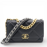 Lambskin Quilted Chanel 19 Wallet On Chain WOC Black