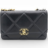 Lambskin Quilted Chanel 19 Wallet On Chain WOC Black