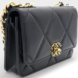 Lambskin Quilted Chanel 19 Wallet On Chain WOC Black