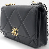 Lambskin Quilted Chanel 19 Wallet On Chain WOC Black