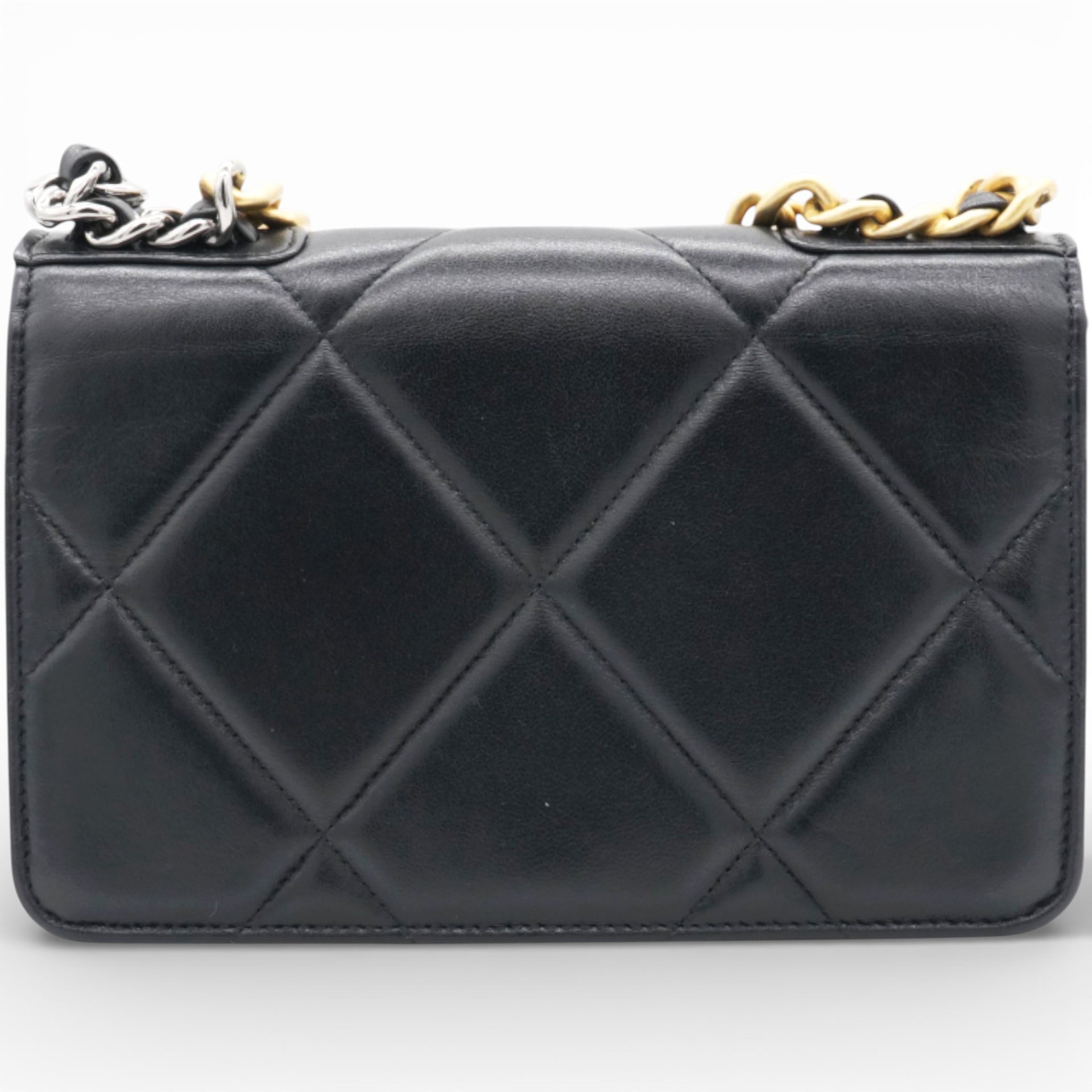 Lambskin Quilted Chanel 19 Wallet On Chain WOC Black