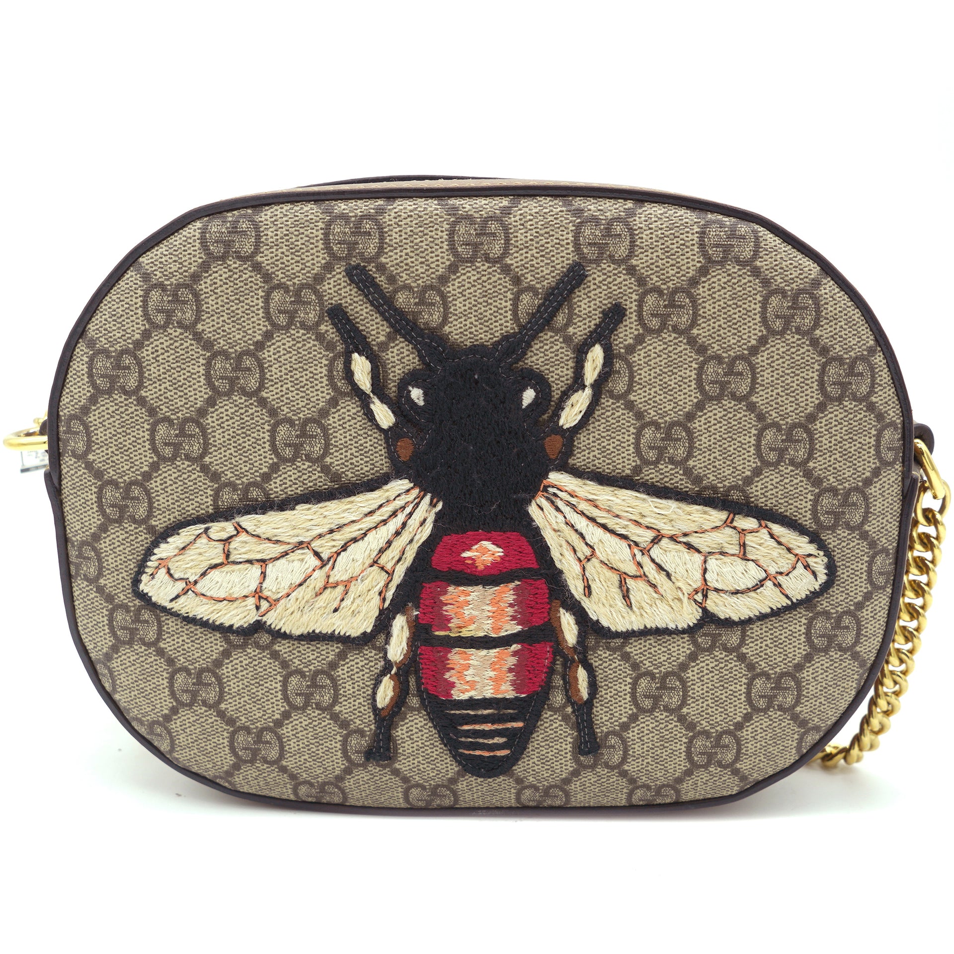 Gucci GG Monogram Bee Web Camera Bag