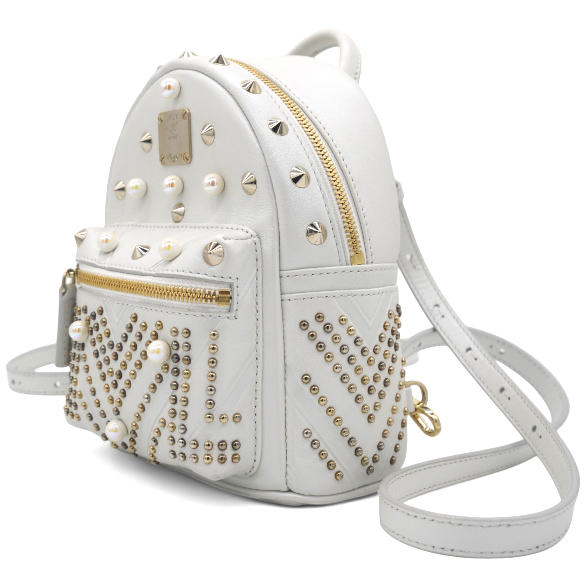 bebe white mini backpack MCM Calfskin Stud X-Mini Stark Bebe Boo White – STYLISHTOP