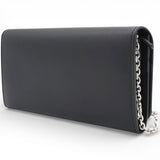 Black Leather Logo Multifunction Wallet on Chain
