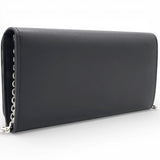 Black Leather Logo Multifunction Wallet on Chain