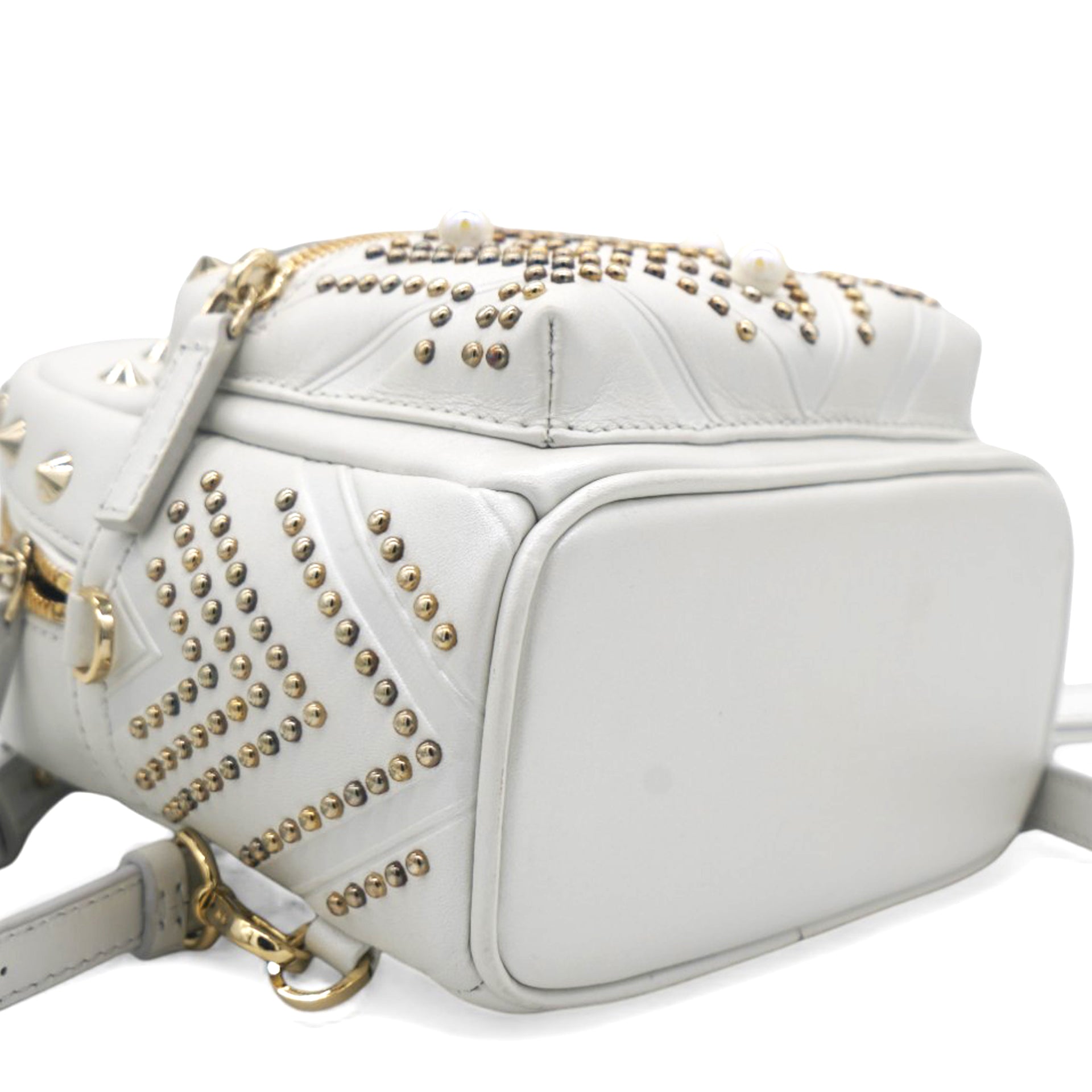 bebe white mini backpack MCM Calfskin Stud X-Mini Stark Bebe Boo White – STYLISHTOP