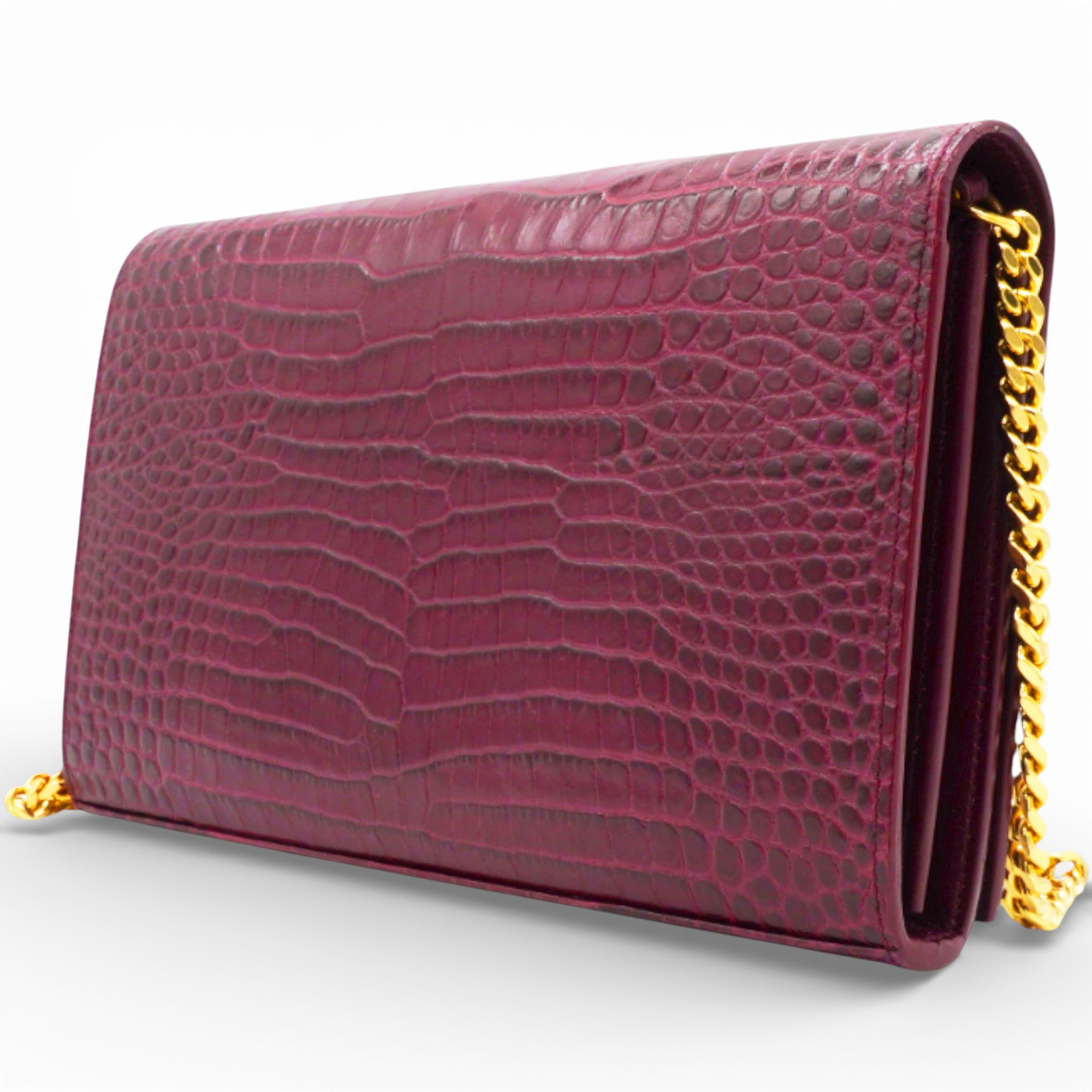Burgundy Croc Embossed Leather Kate Woc