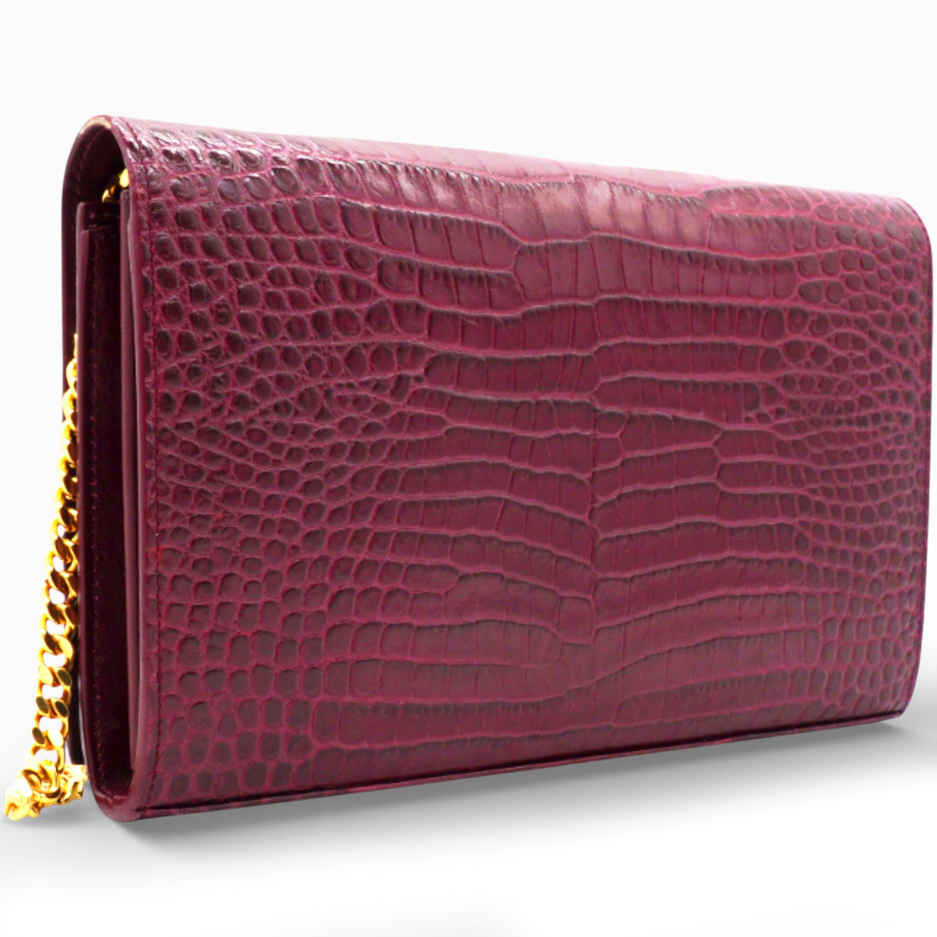Burgundy Croc Embossed Leather Kate Woc
