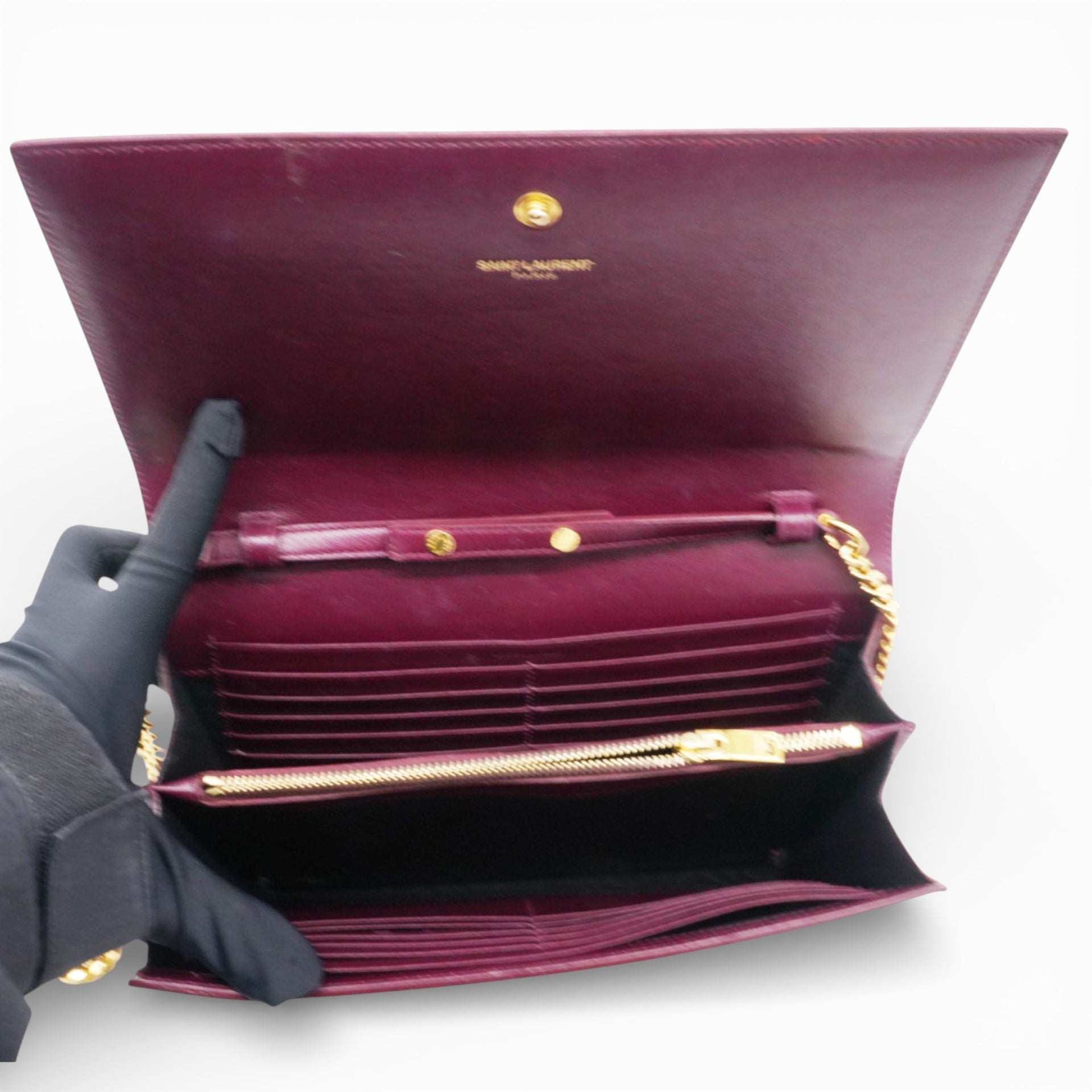 Burgundy Croc Embossed Leather Kate Woc