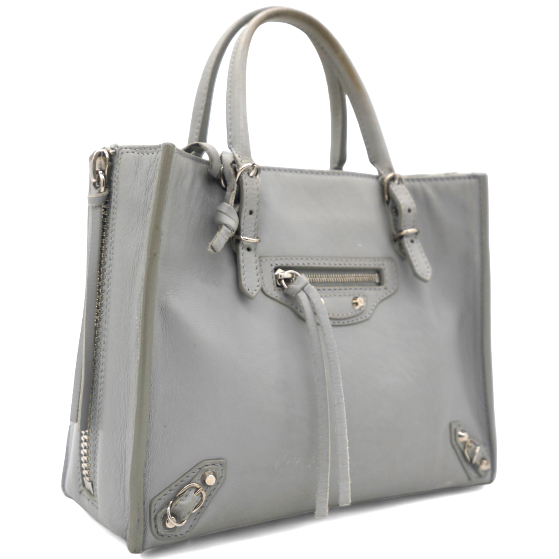 Grey Leather Mini Papier A4 Magnet Tote