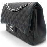 Lambskin Quilted Jumbo Double Flap Black