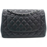 Lambskin Quilted Jumbo Double Flap Black