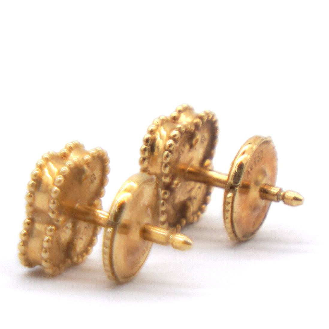 Mini Sweet Alhambra Onyx 18K Yellow Gold Stud Earrings