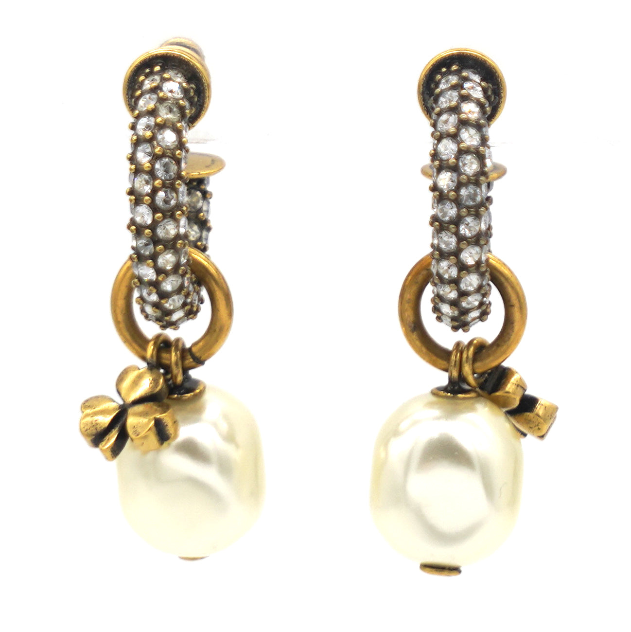 Pearl Gold Tribales Earrings with crystals embellished