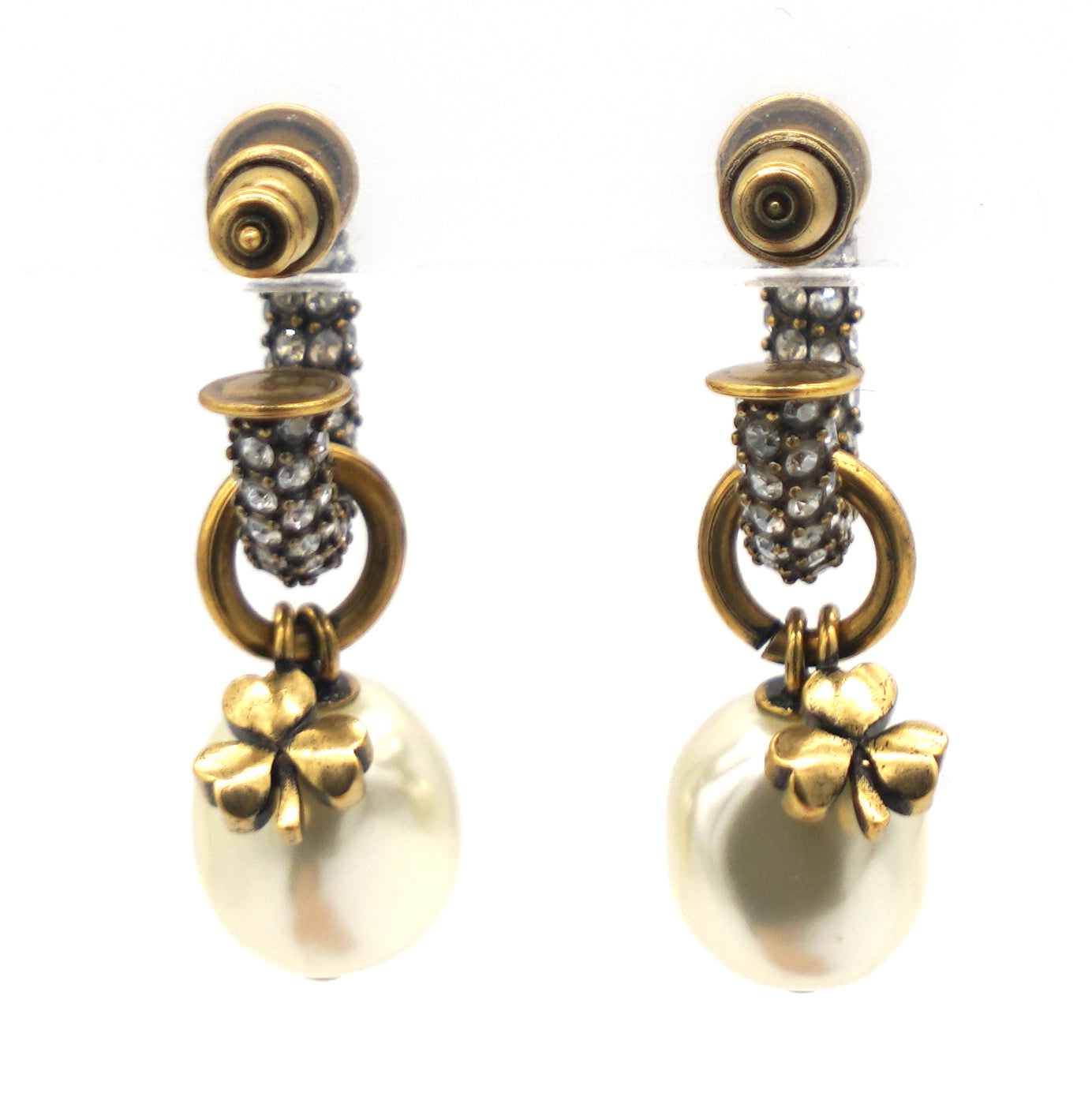 Pearl Gold Tribales Earrings with crystals embellished