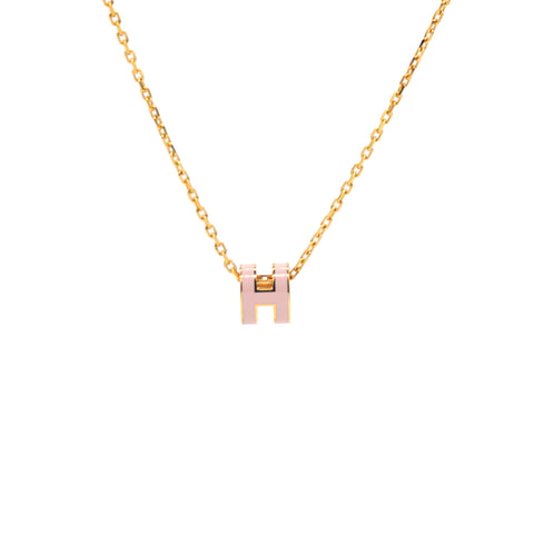 Pop H Mini Pink Lacquer Gold Plated Pendant
