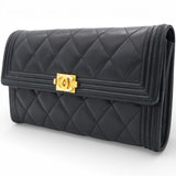 Leboy Long Wallet In Black Lambskin