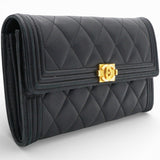 Leboy Long Wallet In Black Lambskin