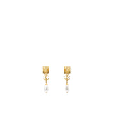 Faux Pearl Lion Doorknocker Drop Earrings