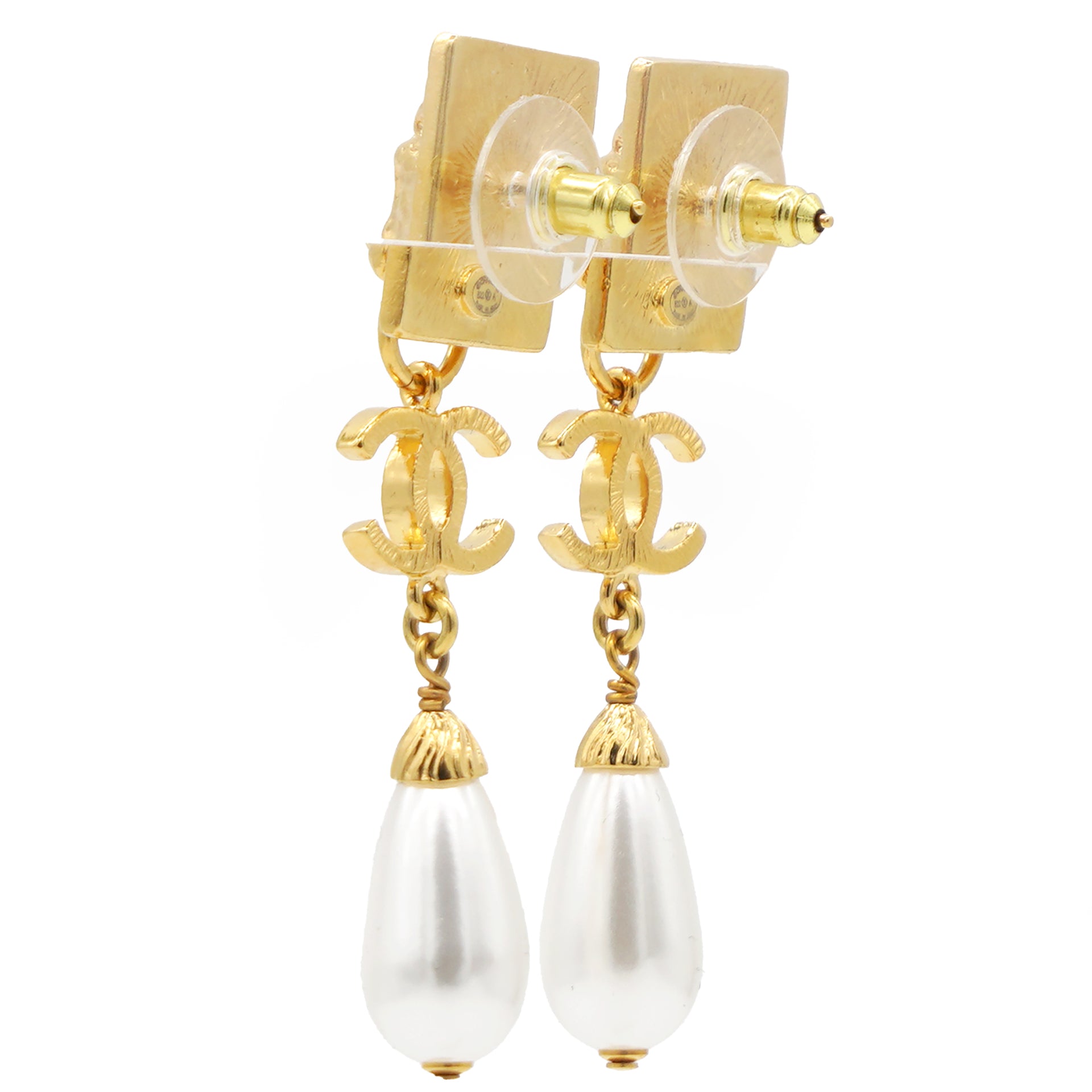 Faux Pearl Lion Doorknocker Drop Earrings