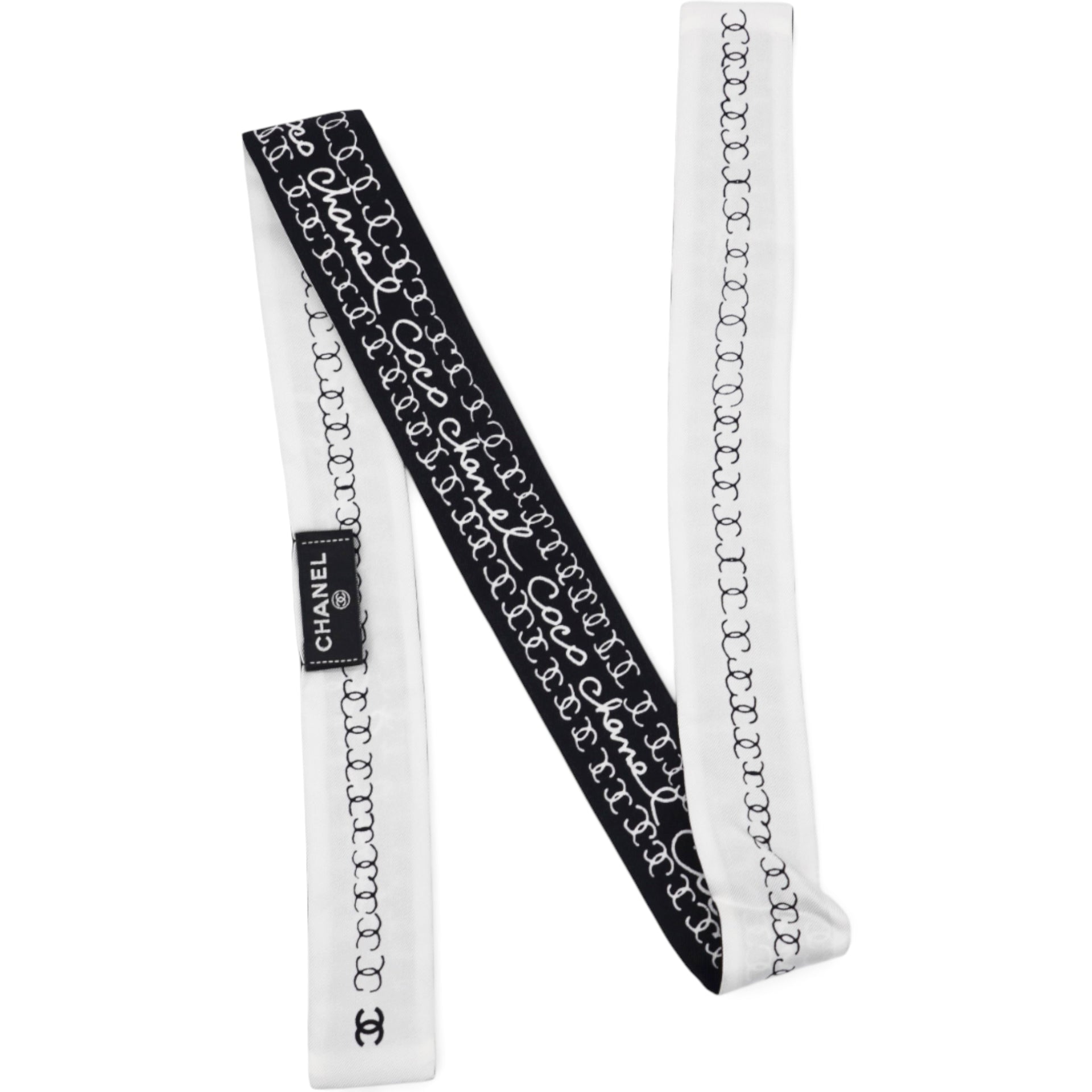 Coco Mark Silk Foulard Black/White