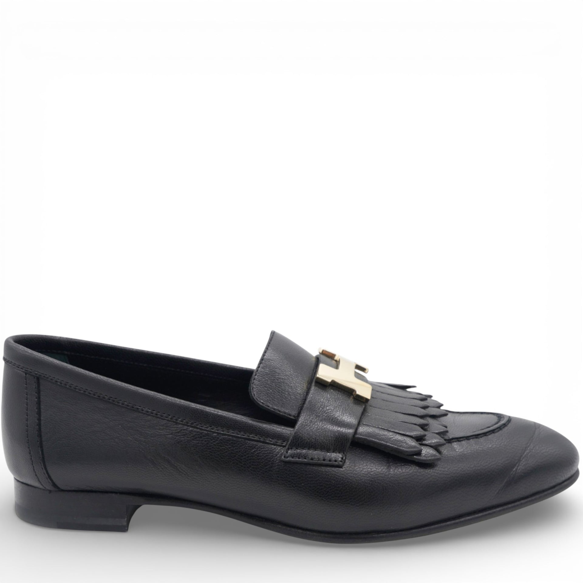 Women Royal Loafers Black Gold Hardware Size 36.5