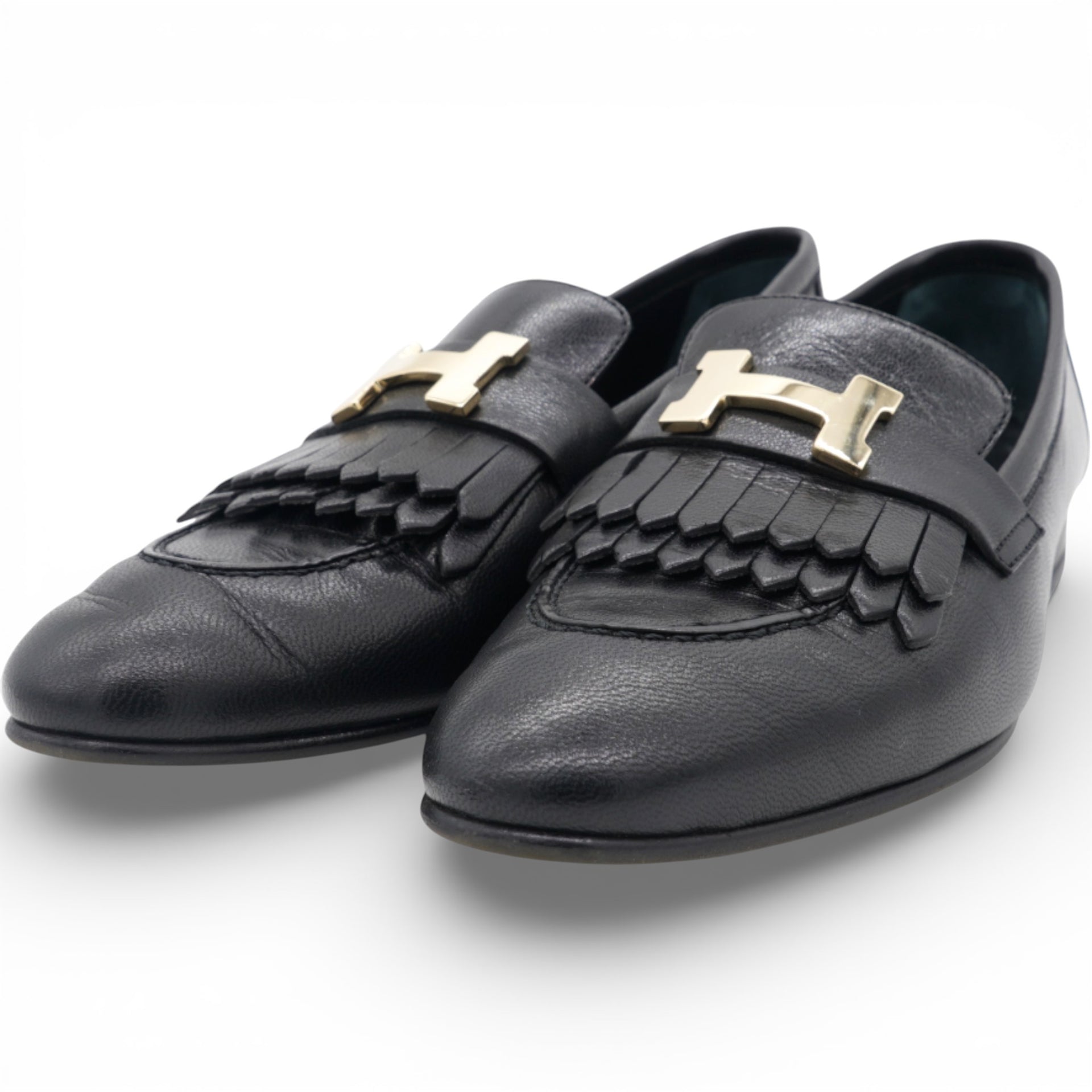 Women Royal Loafers Black Gold Hardware Size 36.5