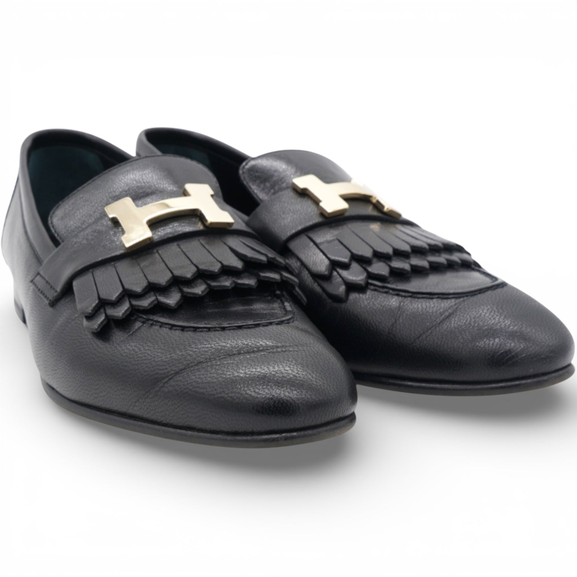 Women Royal Loafers Black Gold Hardware Size 36.5