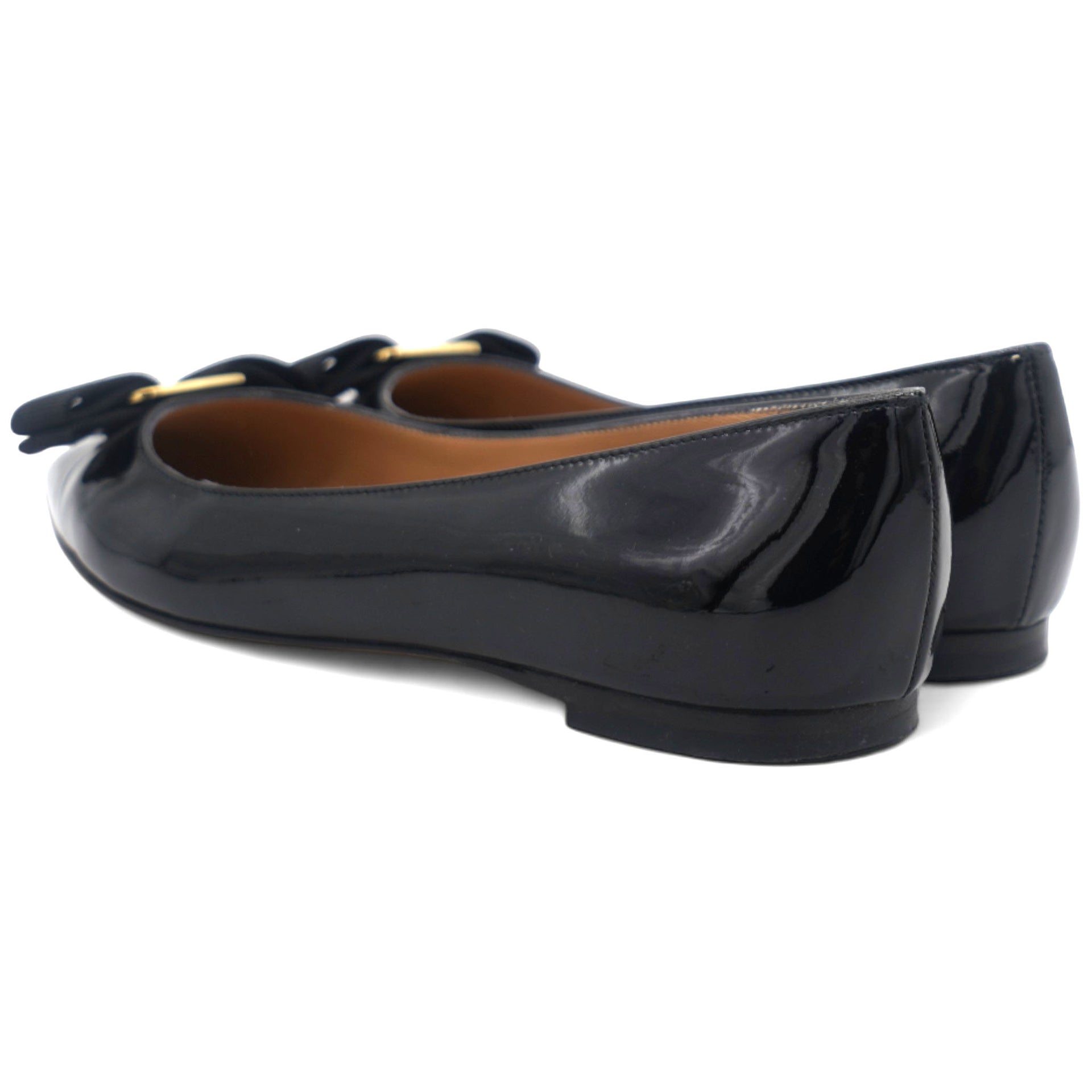 Varina Ballet Flats Womens Blac Patent Leather Bow Size 36.5