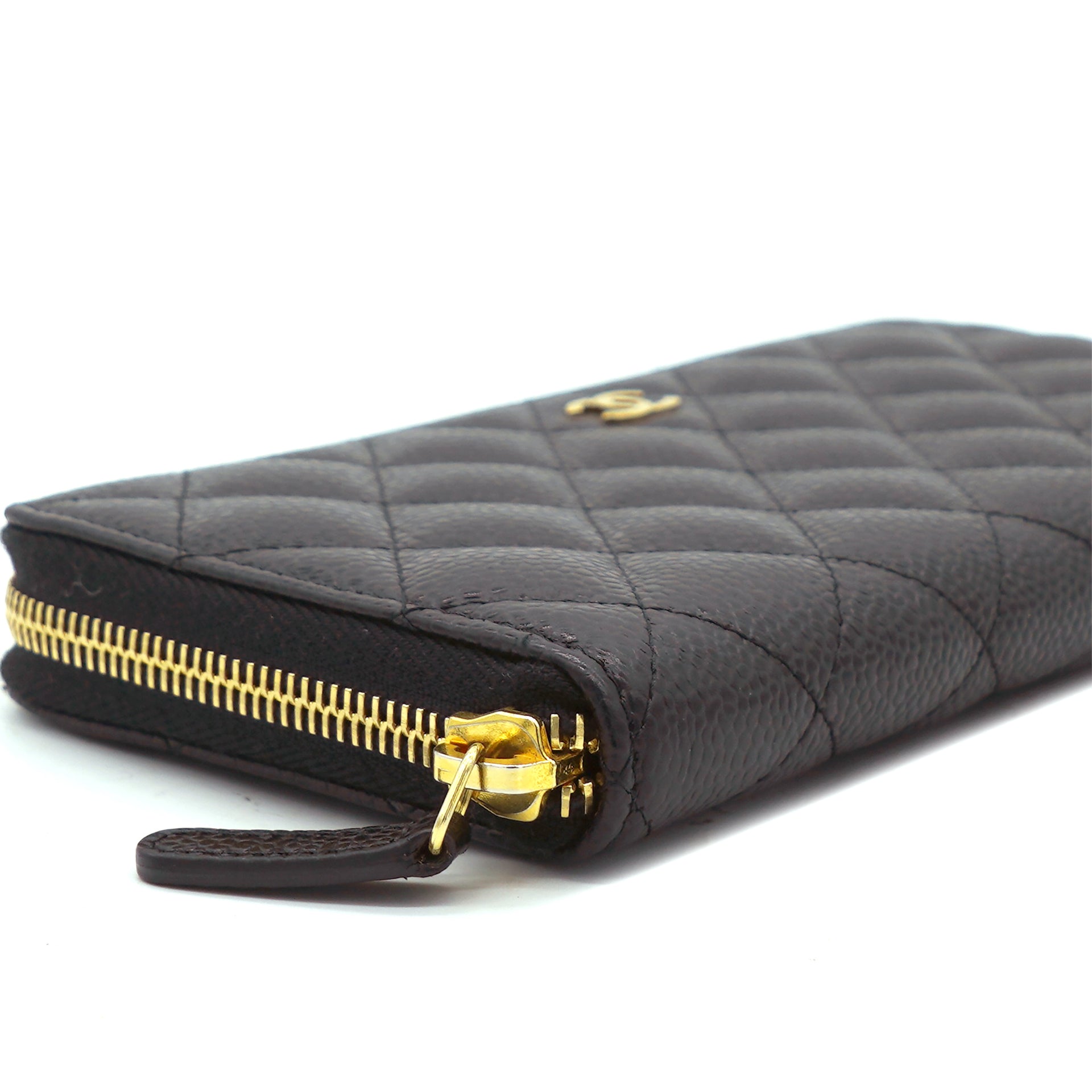 Chanel Black Caviar Leather Quilted Zip Around Long Wallet – STYLISHTOP