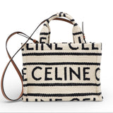 White/Black Canvas Fabric Cabas Thais Tote Bag