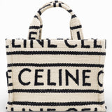 White/Black Canvas Fabric Cabas Thais Tote Bag