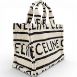 White/Black Canvas Fabric Cabas Thais Tote Bag