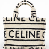 White/Black Canvas Fabric Cabas Thais Tote Bag