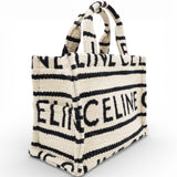 White/Black Canvas Fabric Cabas Thais Tote Bag