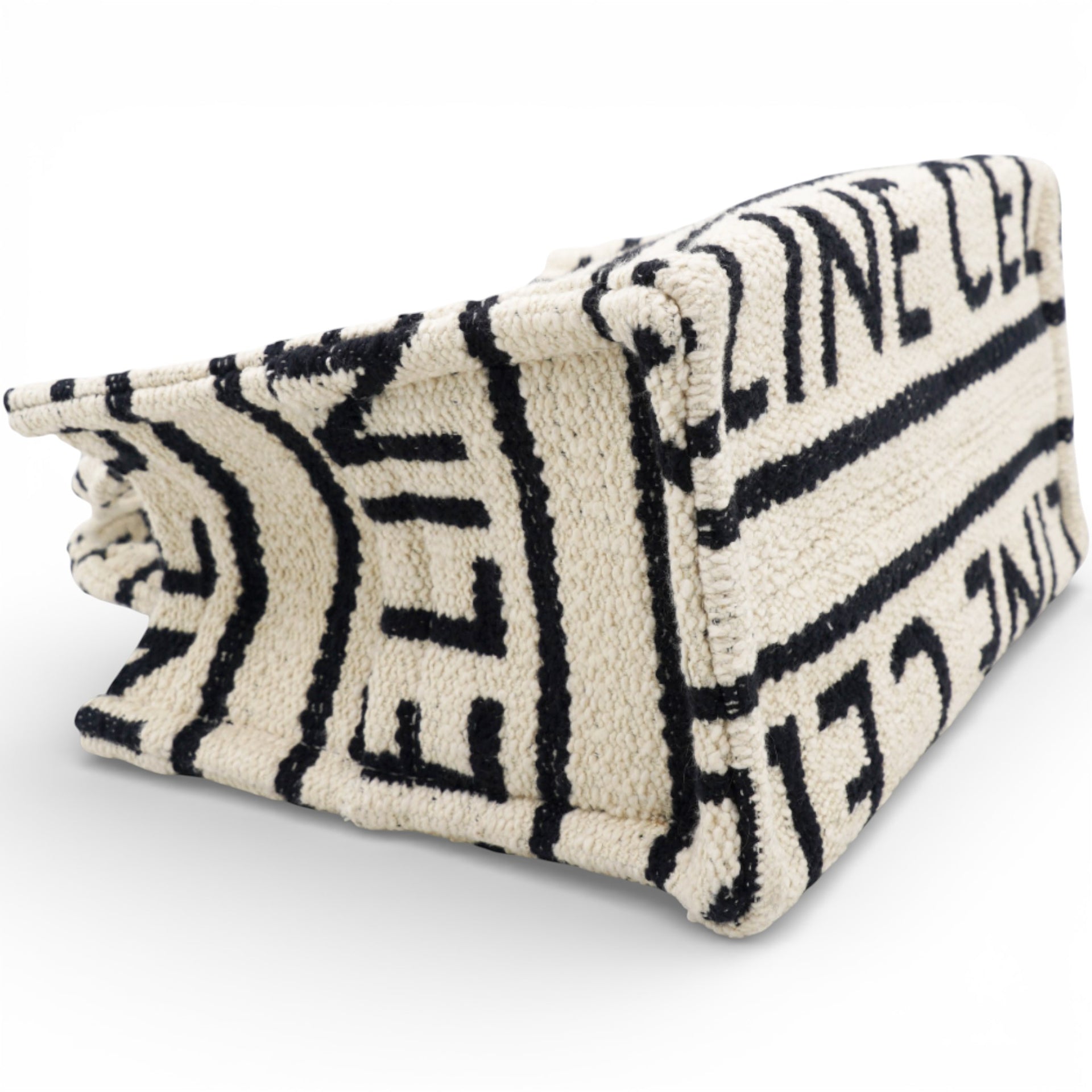 White/Black Canvas Fabric Cabas Thais Tote Bag