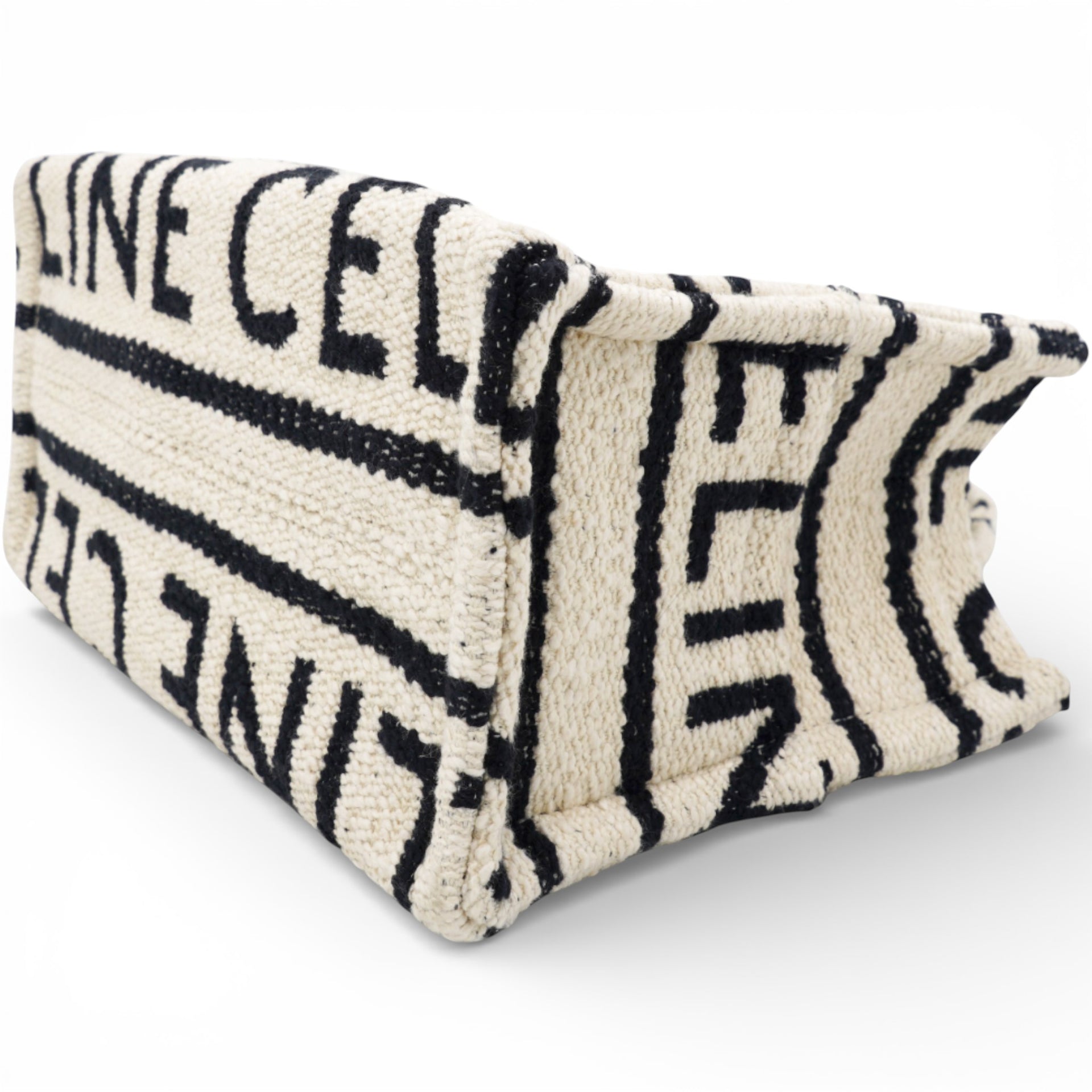 White/Black Canvas Fabric Cabas Thais Tote Bag